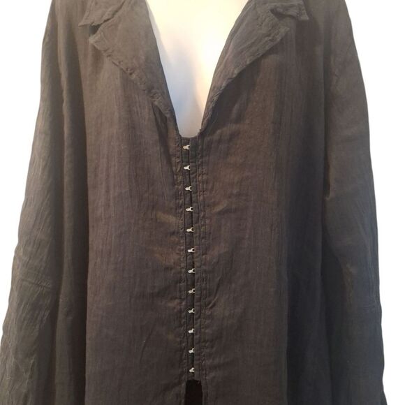 Bodil wearable art black linen/silk long sleeve tunic generous size M - Picture 4 of 9